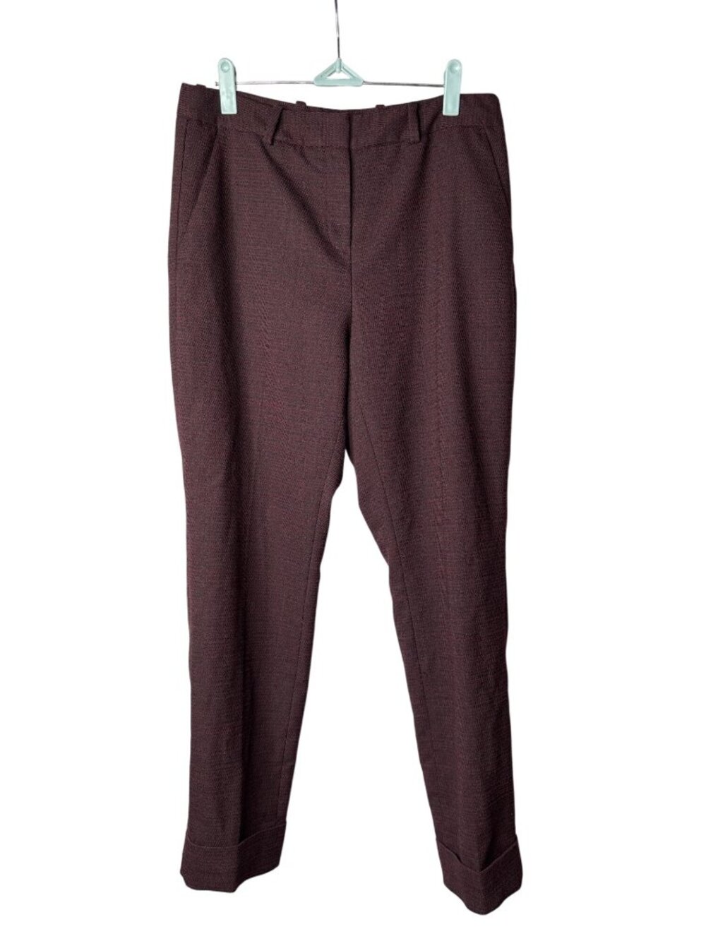 T Tahari Pants Size 10 Skinny Cuffed Ankle Red Black